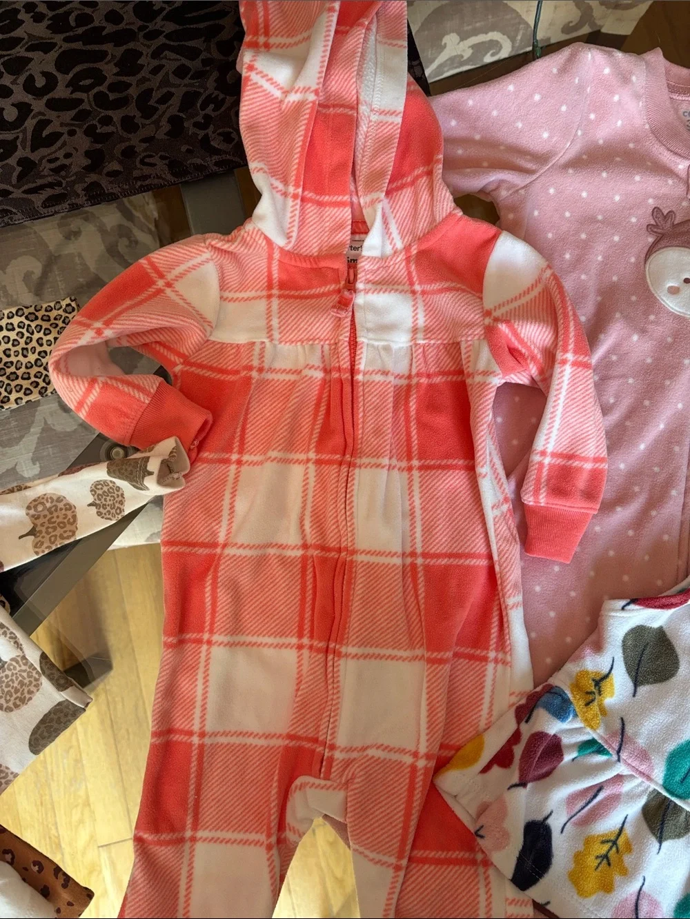 Fall girls size 3-6 month lot of 8! Onesies, Halloween and fleece pajamas & more